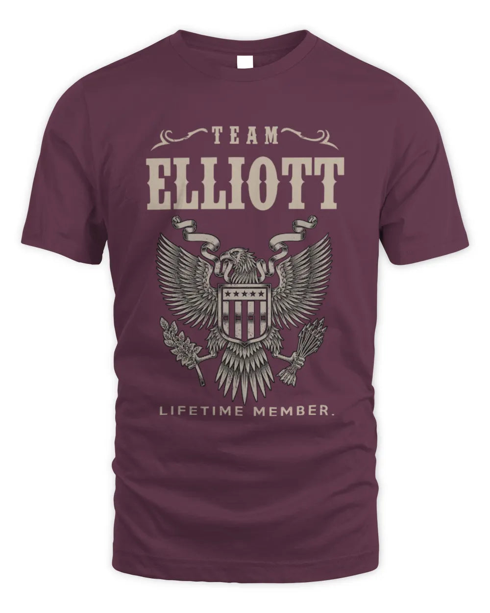 ELLIOTT TP06-K82 – Personalized Classic Style Apparel “Team NAME Lifetime Member” - Unisex Standard T-Shirt - Maroon