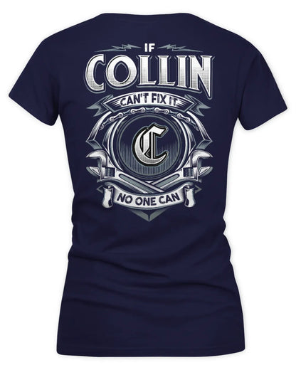 COLLIN AP81-K4-626 - Personalized Ahmed Quote Apparel “If Ahmed Can't Fix It, No One Can” - Women's V-Neck T-Shirt - Navy