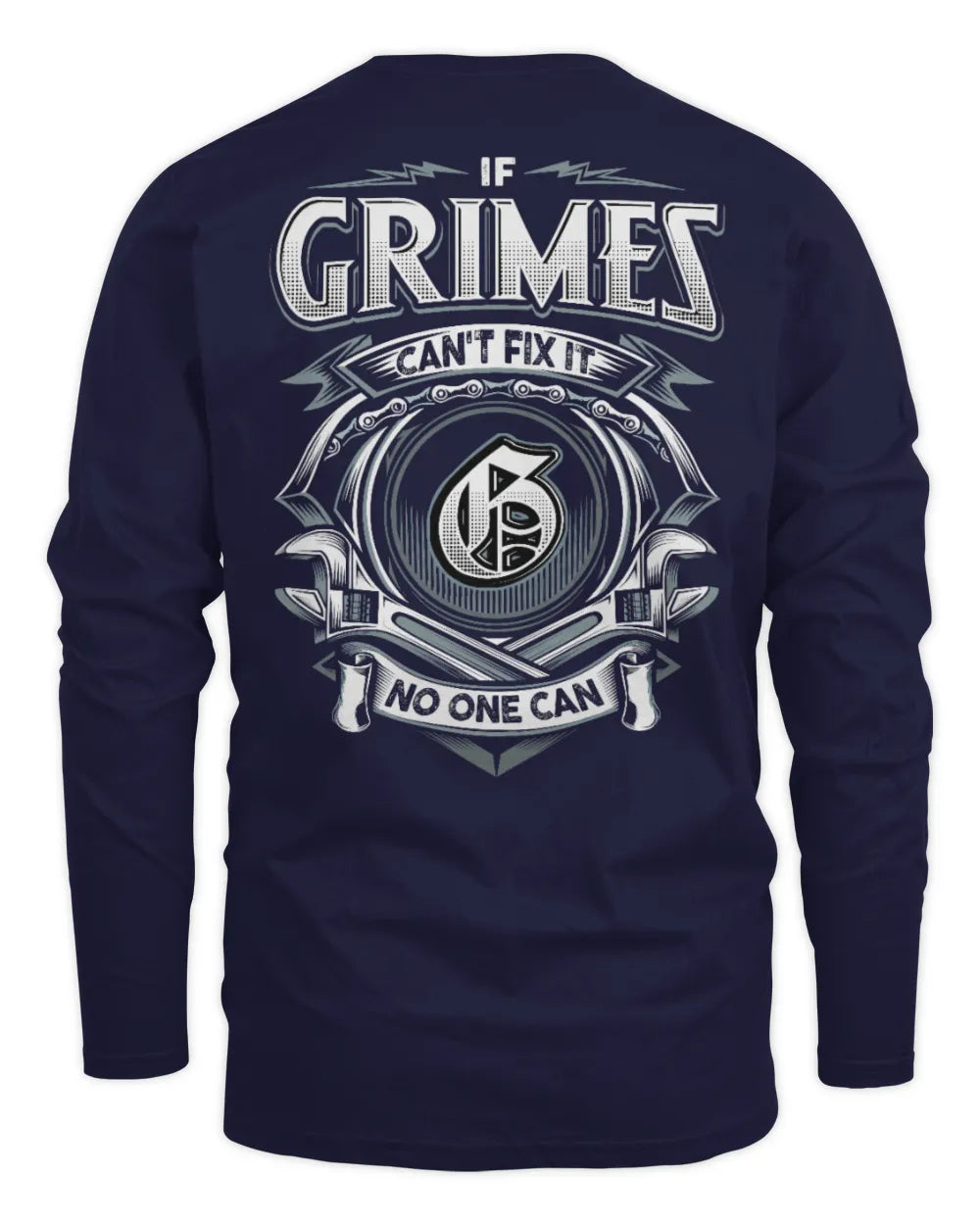 GRIMES AP81-K4-626 - Personalized Ahmed Quote Apparel “If Ahmed Can't Fix It, No One Can” - Men's Long Sleeved T-Shirt - Navy