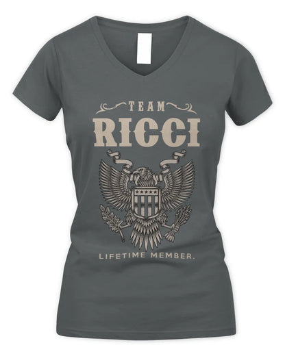 RICCI TP06-K82 – Personalized Classic Style Apparel “Team NAME Lifetime Member” - Women's V-Neck T-Shirt - Charcoal