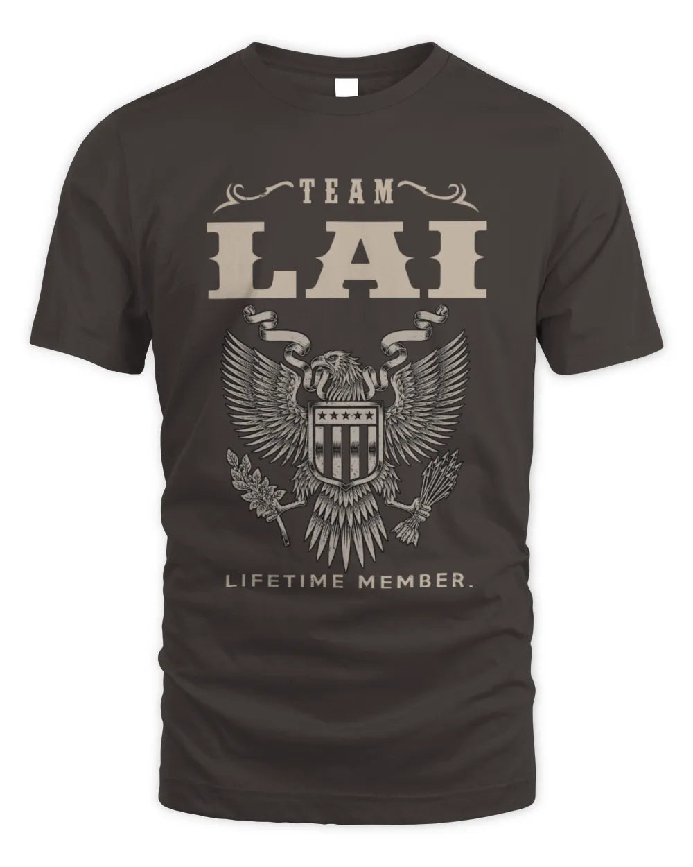 LAI TP06-K82 – Personalized Classic Style Apparel “Team NAME Lifetime Member” - Unisex Standard T-Shirt - Dark Chocolate