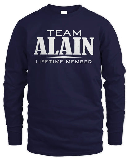 ALAIN BL62-K4-128 - Personalized “Team NAME Lifetime Member” - Men's Long Sleeved T-Shirt - Navy