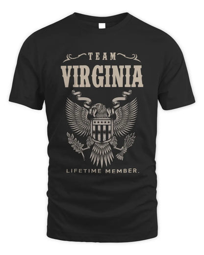 VIRGINIA TP06-K82 – Personalized Classic Style Apparel “Team NAME Lifetime Member” - Unisex Standard T-Shirt - Black