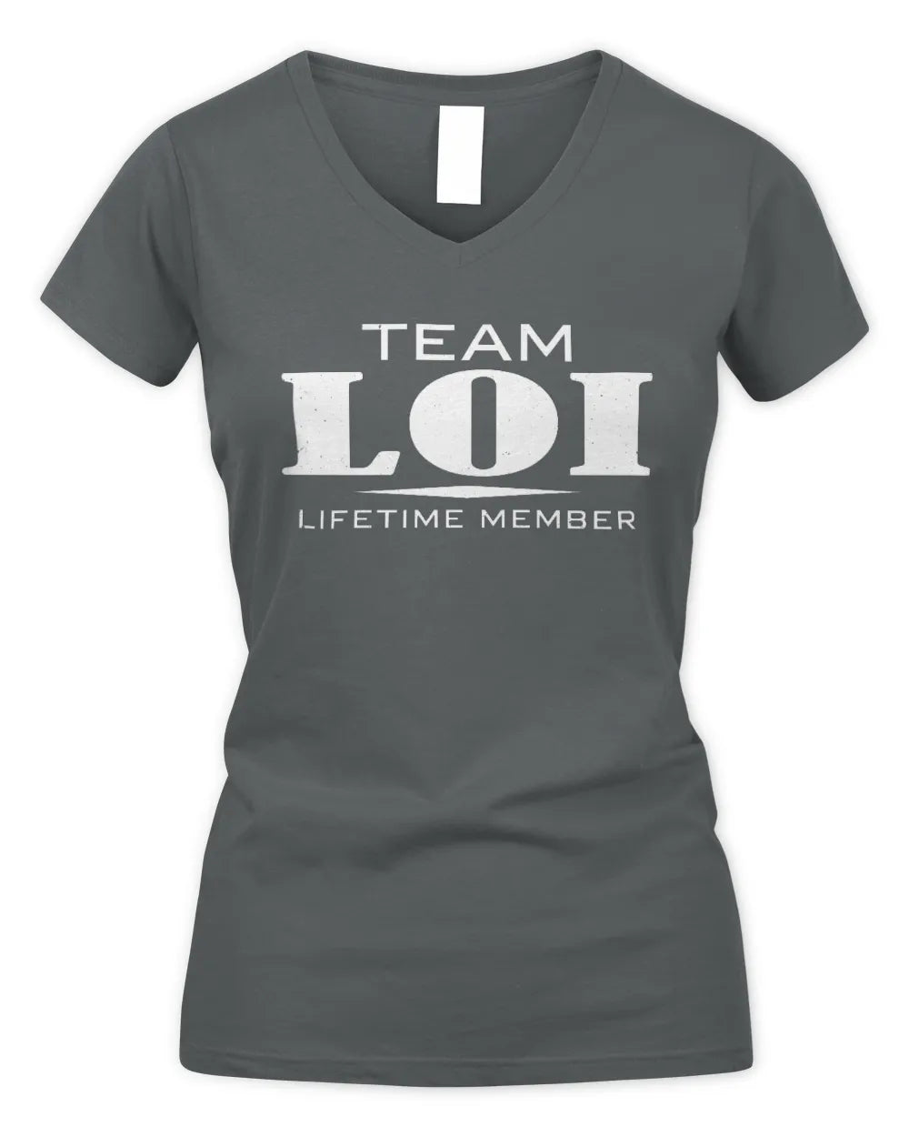 LOI BL62-K4-128 - Personalized “Team NAME Lifetime Member” - Women's V-Neck T-Shirt - Charcoal