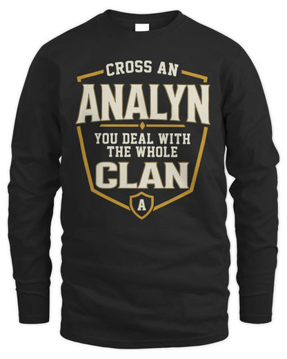 ANALYN NT1-K008 Cross A/An NAME, You Deal With the Whole Clan | Personalized Vintage T-Shirt - Men's Long Sleeved T-Shirt - Black