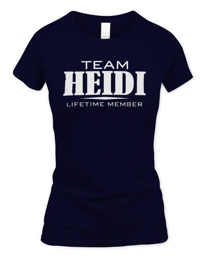 HEIDI BL62-K4-128 - Personalized “Team NAME Lifetime Member” - Women's Standard T-Shirt - Navy