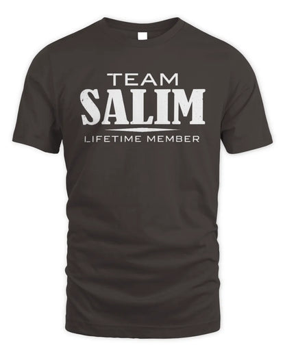 SALIM BL62-K4-128 - Personalized “Team NAME Lifetime Member” - Unisex Standard T-Shirt - Dark Chocolate