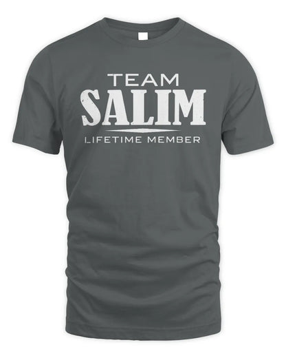 SALIM BL62-K4-128 - Personalized “Team NAME Lifetime Member” - Unisex Standard T-Shirt - Charcoal