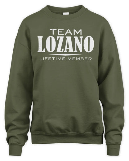 LOZANO BL62-K4-128 - Personalized “Team NAME Lifetime Member” - Unisex Sweatshirt - Military Green