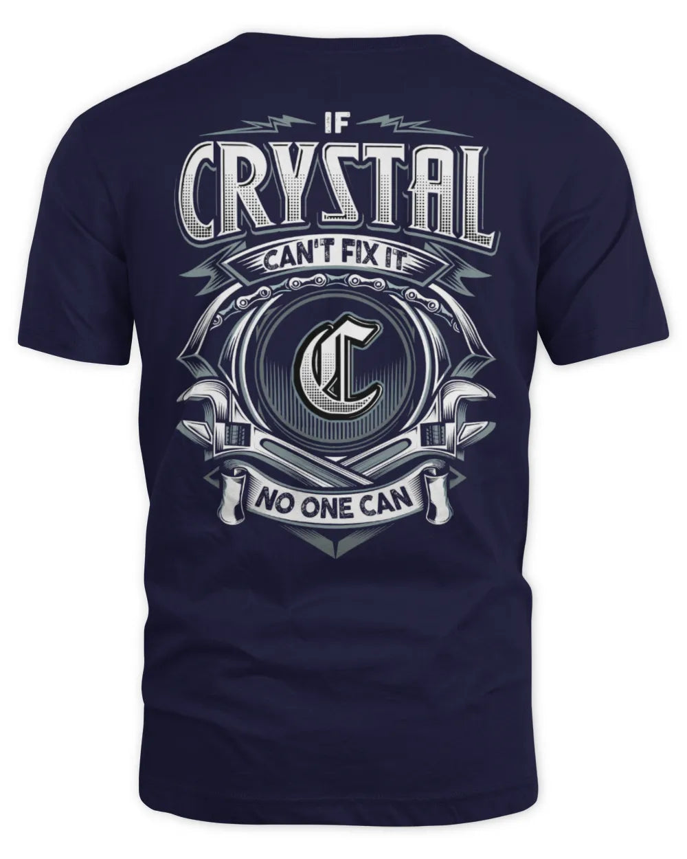 CRYSTAL AP81-K4-626 - Personalized Ahmed Quote Apparel “If Ahmed Can't Fix It, No One Can” - Unisex Standard T-Shirt - Navy