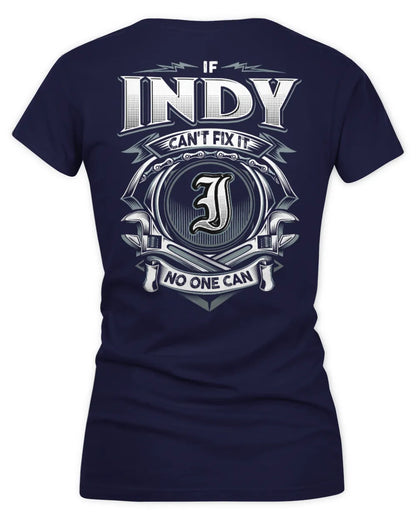 INDY AP81-K4-626 - Personalized Ahmed Quote Apparel “If Ahmed Can't Fix It, No One Can” - Women's V-Neck T-Shirt - Navy
