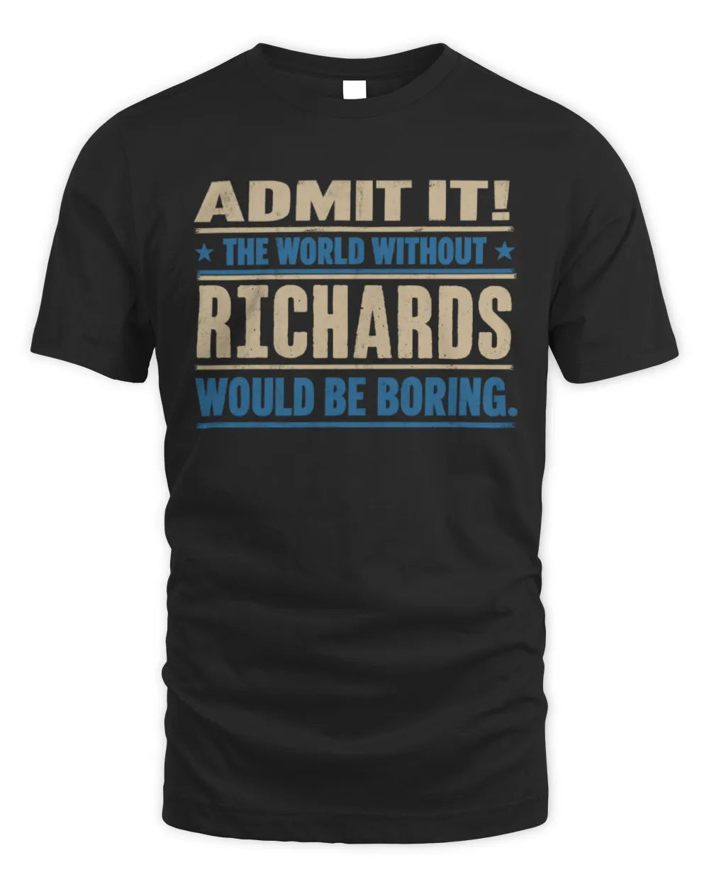 RICHARDS TP68-K2-968 – Personalized Funny Quote Apparel “The World Without NAME Would Be Boring”
