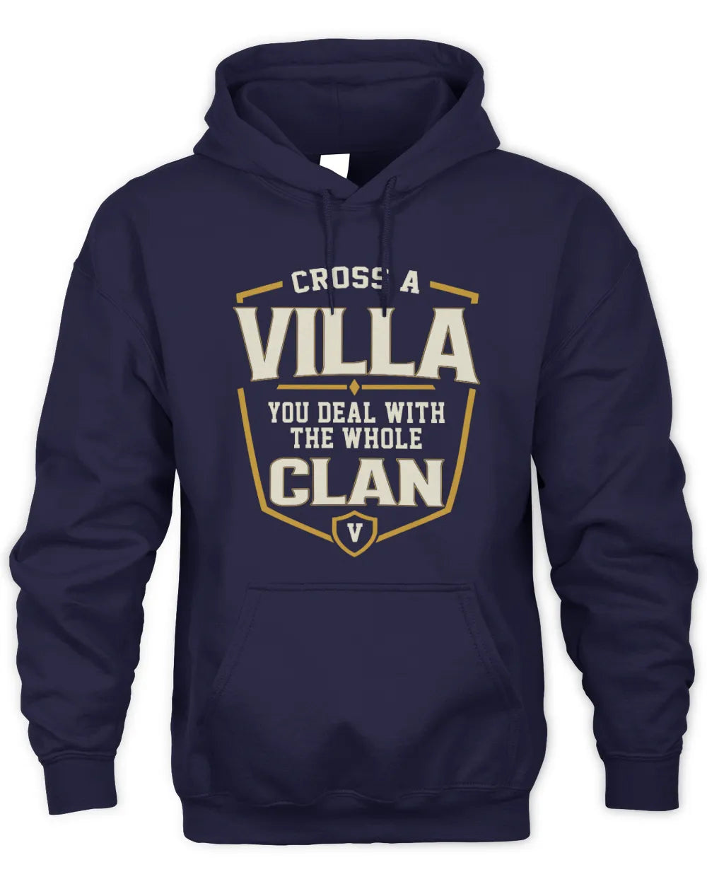 VILLA NT1-K008 Cross A/An NAME, You Deal With the Whole Clan | Personalized Vintage T-Shirt - Unisex Hoodie - Navy