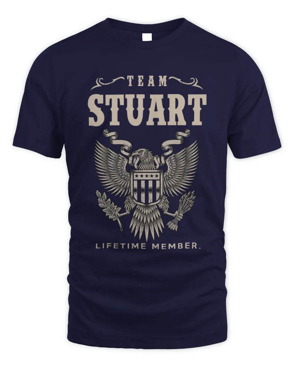 STUART TP06-K82 – Personalized Classic Style Apparel “Team NAME Lifetime Member” - Unisex Standard T-Shirt - Navy