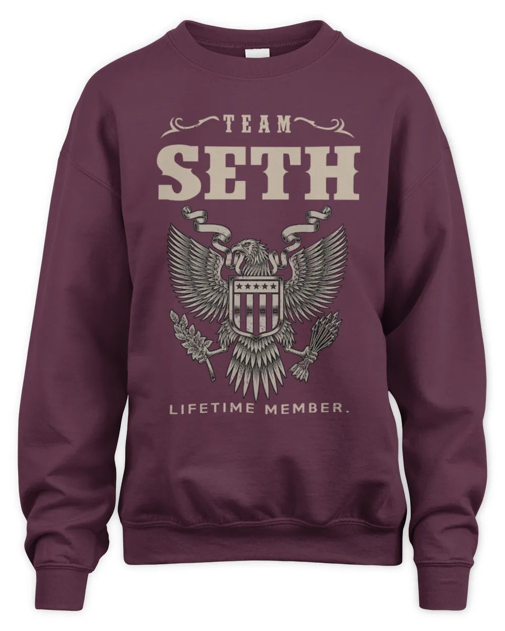 SETH TP06-K82 – Personalized Classic Style Apparel “Team NAME Lifetime Member” - Unisex Sweatshirt - Maroon
