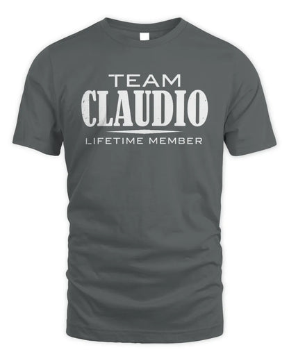 CLAUDIO BL62-K4-128 - Personalized “Team NAME Lifetime Member” - Unisex Standard T-Shirt - Charcoal