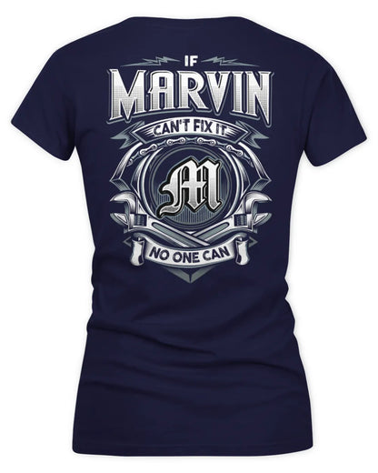 MARVIN AP81-K4-626 - Personalized Ahmed Quote Apparel “If Ahmed Can't Fix It, No One Can” - Women's V-Neck T-Shirt - Navy