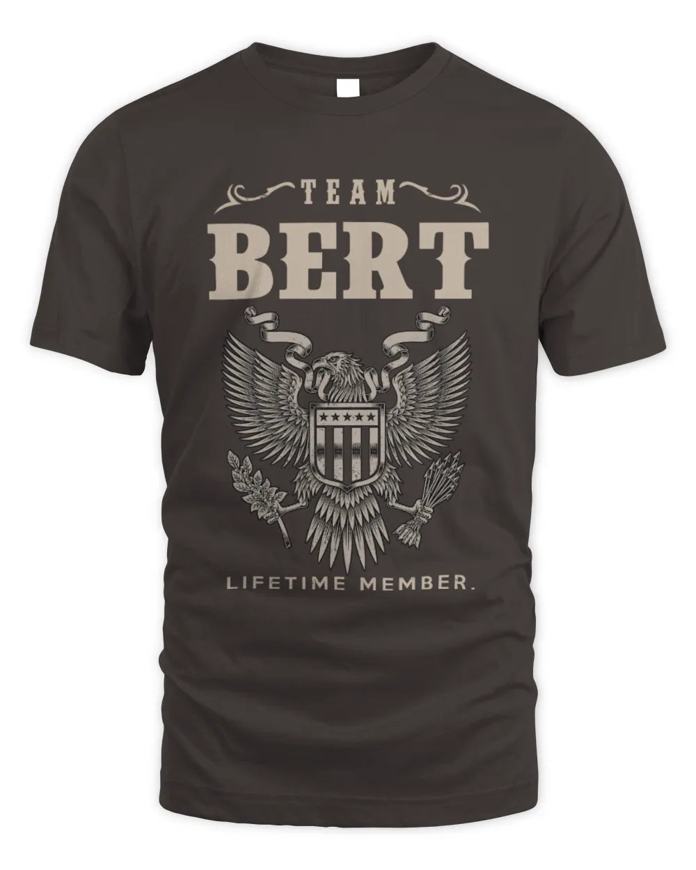 BERT TP06-K82 – Personalized Classic Style Apparel “Team NAME Lifetime Member” - Unisex Standard T-Shirt - Dark Chocolate