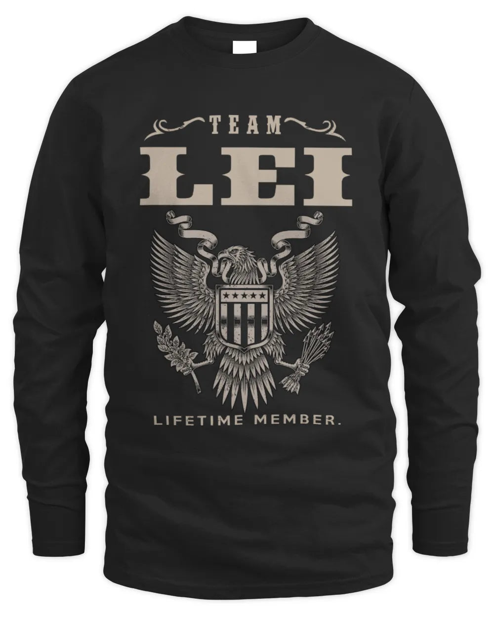 LEI TP06-K82 – Personalized Classic Style Apparel “Team NAME Lifetime Member” - Men's Long Sleeved T-Shirt - Black
