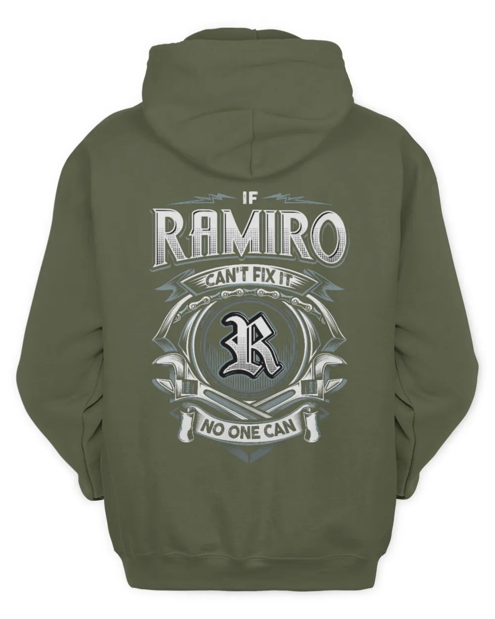 RAMIRO AP81-K4-626 - Personalized Ahmed Quote Apparel “If Ahmed Can't Fix It, No One Can” - Unisex Hoodie - Military Green