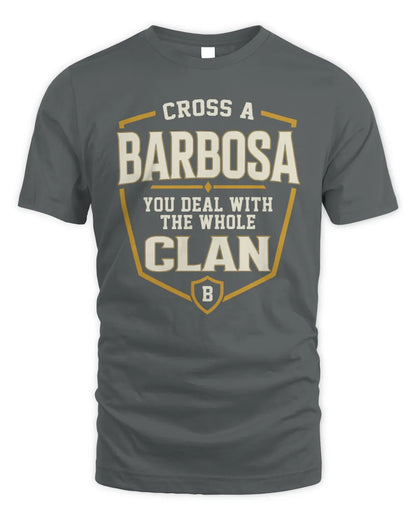 BARBOSA NT1-K008 Cross A/An NAME, You Deal With the Whole Clan | Personalized Vintage T-Shirt - Unisex Standard T-Shirt - Charcoal