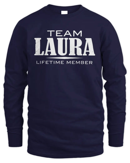 LAURA BL62-K4-128 - Personalized “Team NAME Lifetime Member” - Men's Long Sleeved T-Shirt - Navy