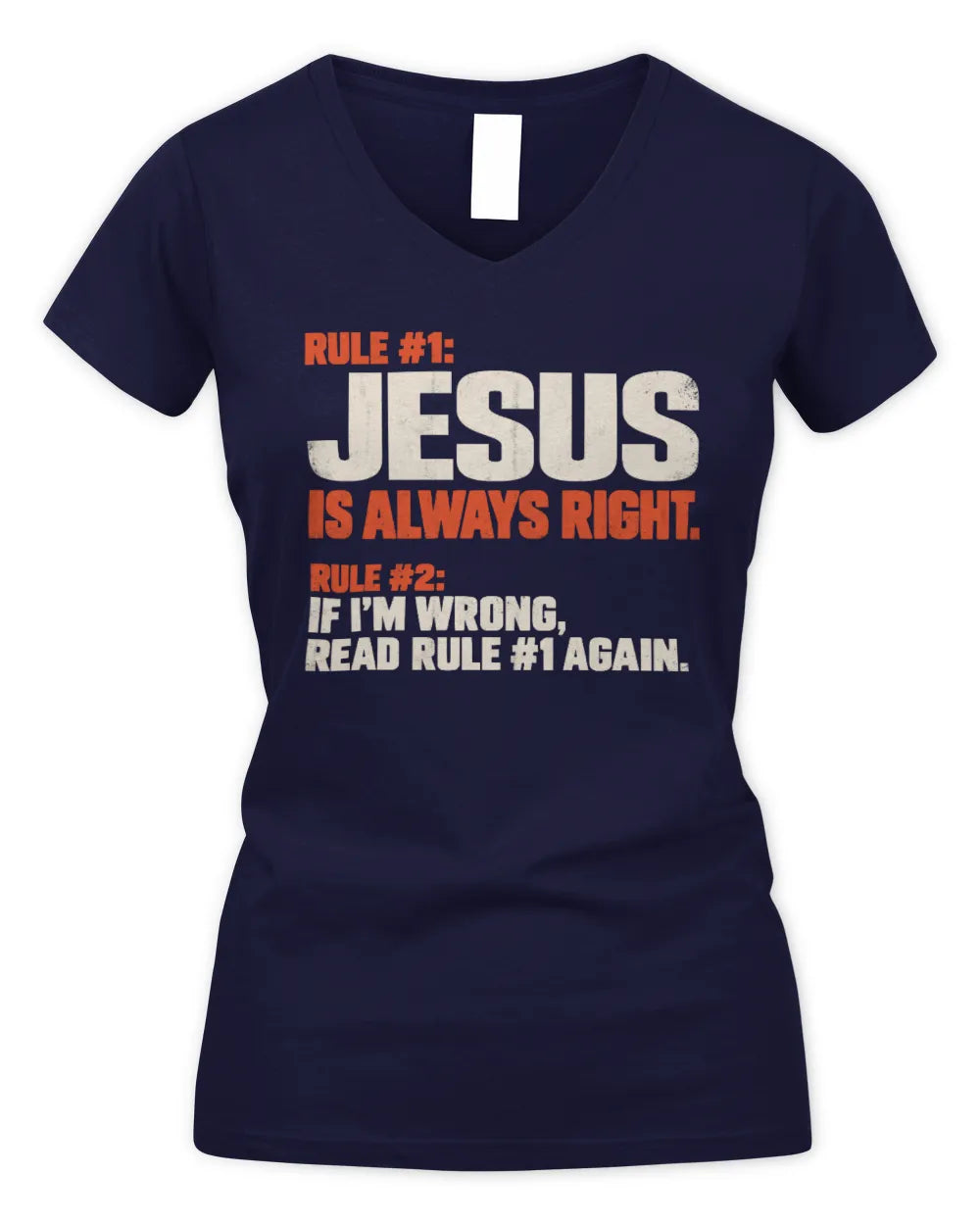 JESUS NP1-H006 - Always Right Personalized Name T-Shirt – Funny Custom Name Shirt - Women's V-Neck T-Shirt - Navy