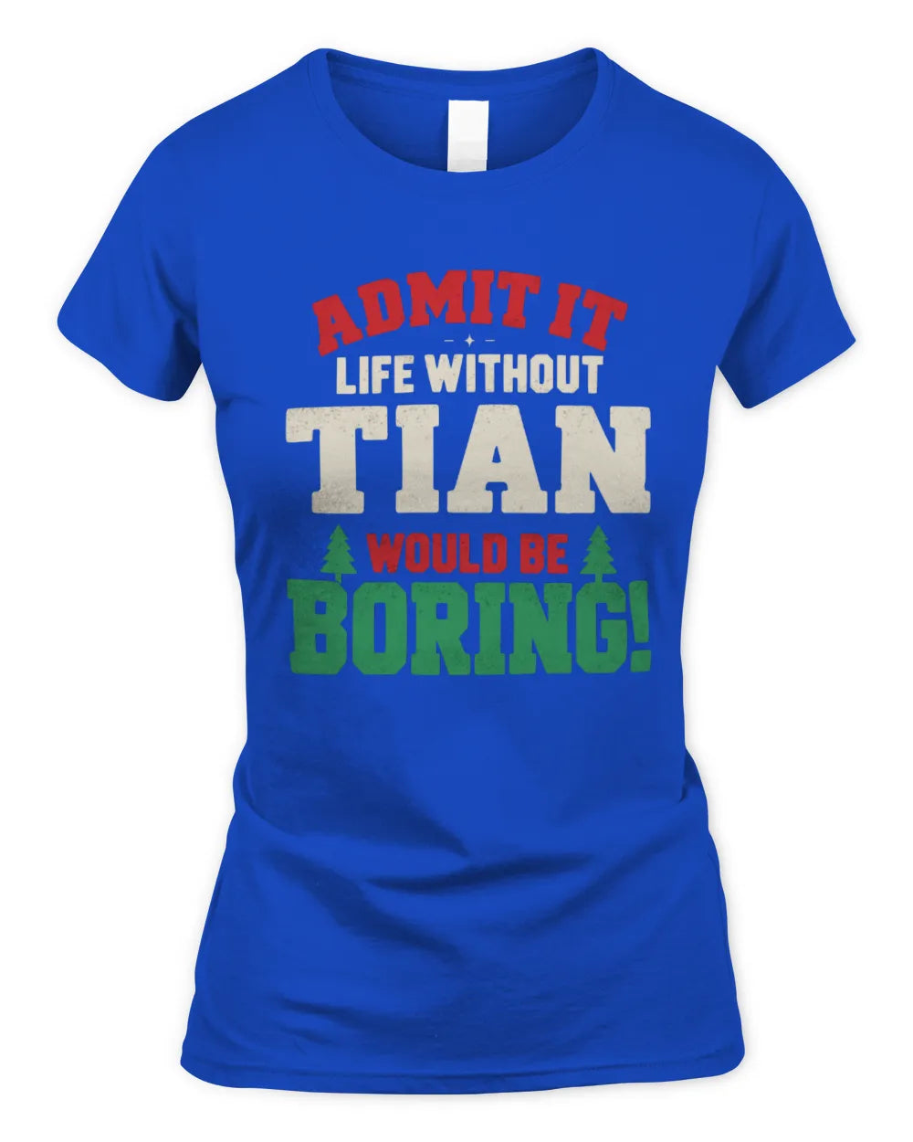 TIAN P5 TH08 Christmas T-Shirt – “Life Without NAME Would Be Boring” - Women's Standard T-Shirt - Royal