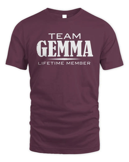 GEMMA BL62-K4-128 - Personalized “Team NAME Lifetime Member” - Unisex Standard T-Shirt - Maroon