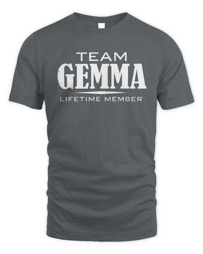 GEMMA BL62-K4-128 - Personalized “Team NAME Lifetime Member” - Unisex Standard T-Shirt - Charcoal