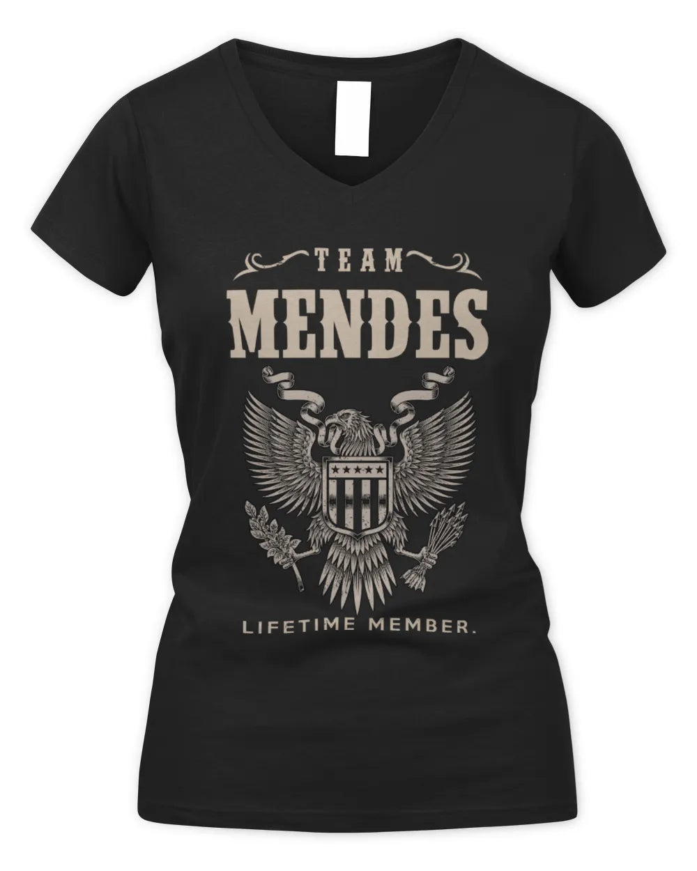 MENDES TP06-K82 – Personalized Classic Style Apparel “Team NAME Lifetime Member” - Women's V-Neck T-Shirt - Black