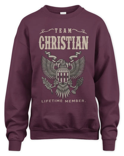 CHRISTIAN TP06-K82 – Personalized Classic Style Apparel “Team NAME Lifetime Member” - Unisex Sweatshirt - Maroon