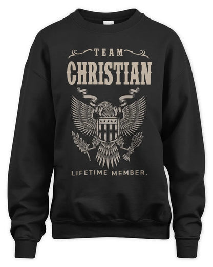 CHRISTIAN TP06-K82 – Personalized Classic Style Apparel “Team NAME Lifetime Member” - Unisex Sweatshirt - Black