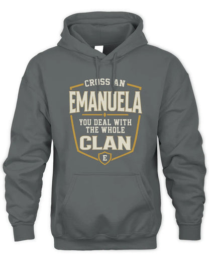 EMANUELA NT1-K008 Cross A/An NAME, You Deal With the Whole Clan | Personalized Vintage T-Shirt - Unisex Hoodie - Charcoal