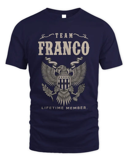 FRANCO TP06-K82 – Personalized Classic Style Apparel “Team NAME Lifetime Member” - Unisex Standard T-Shirt - Navy
