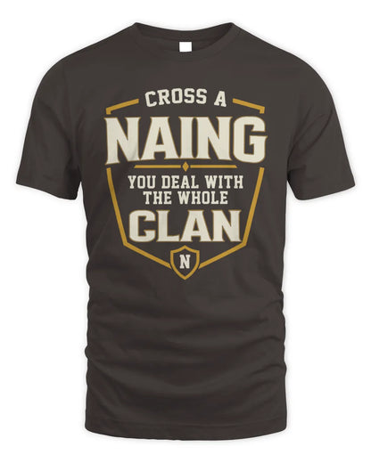 NAING NT1-K008 Cross A/An NAME, You Deal With the Whole Clan | Personalized Vintage T-Shirt - Unisex Standard T-Shirt - Dark Chocolate