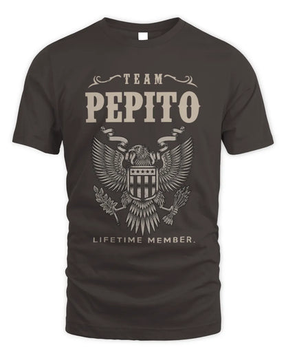 PEPITO TP06-K82 – Personalized Classic Style Apparel “Team NAME Lifetime Member” - Unisex Standard T-Shirt - Dark Chocolate