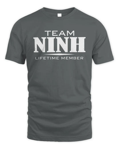 NINH BL62-K4-128 - Personalized “Team NAME Lifetime Member” - Unisex Standard T-Shirt - Charcoal
