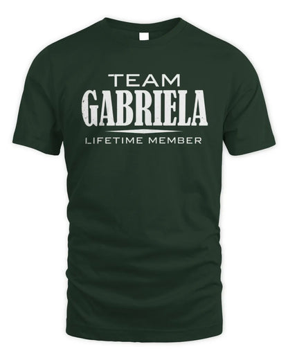 GABRIELA BL62-K4-128 - Personalized “Team NAME Lifetime Member” - Unisex Standard T-Shirt - Forest Green