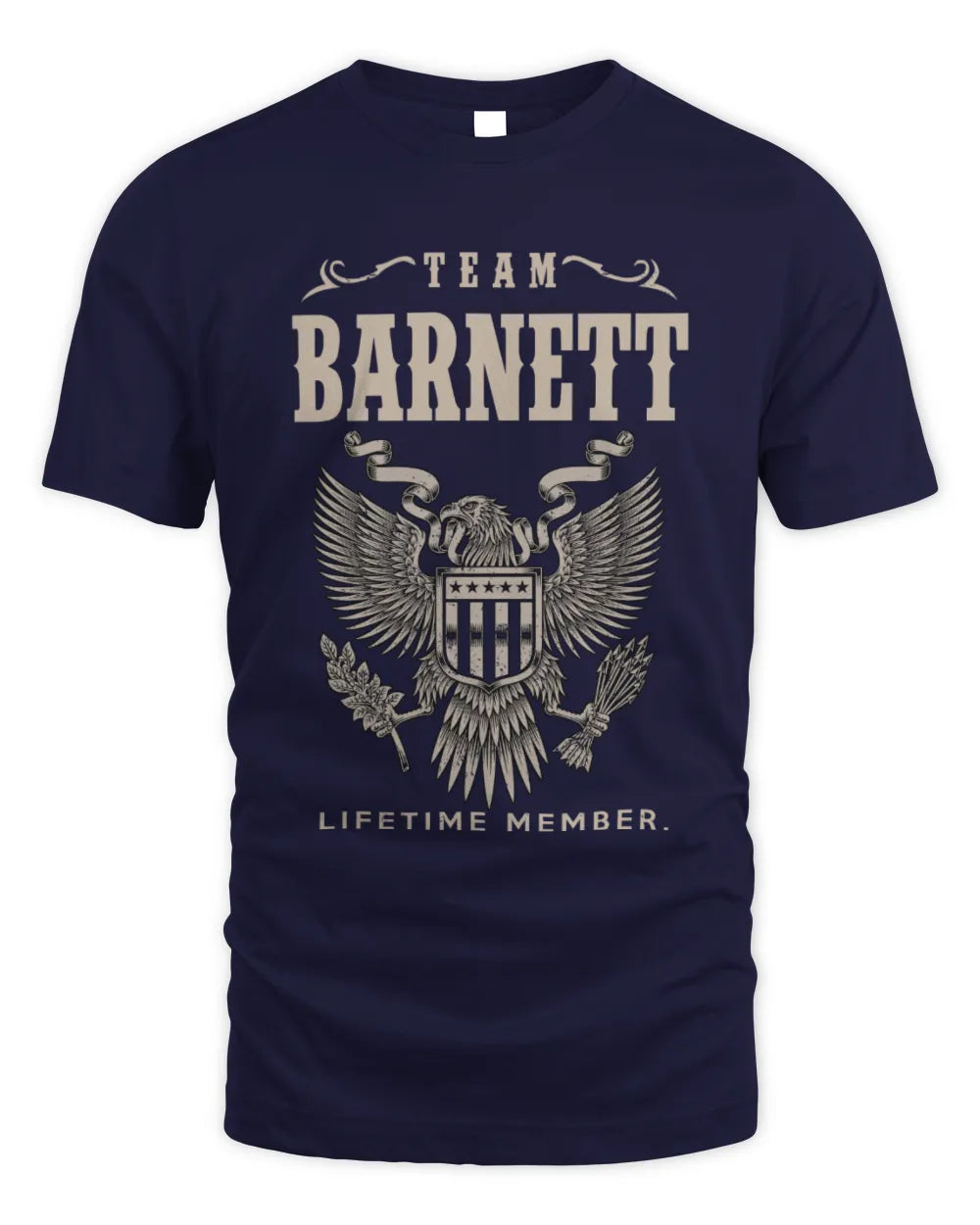 BARNETT TP06-K82 – Personalized Classic Style Apparel “Team NAME Lifetime Member” - Unisex Standard T-Shirt - Navy