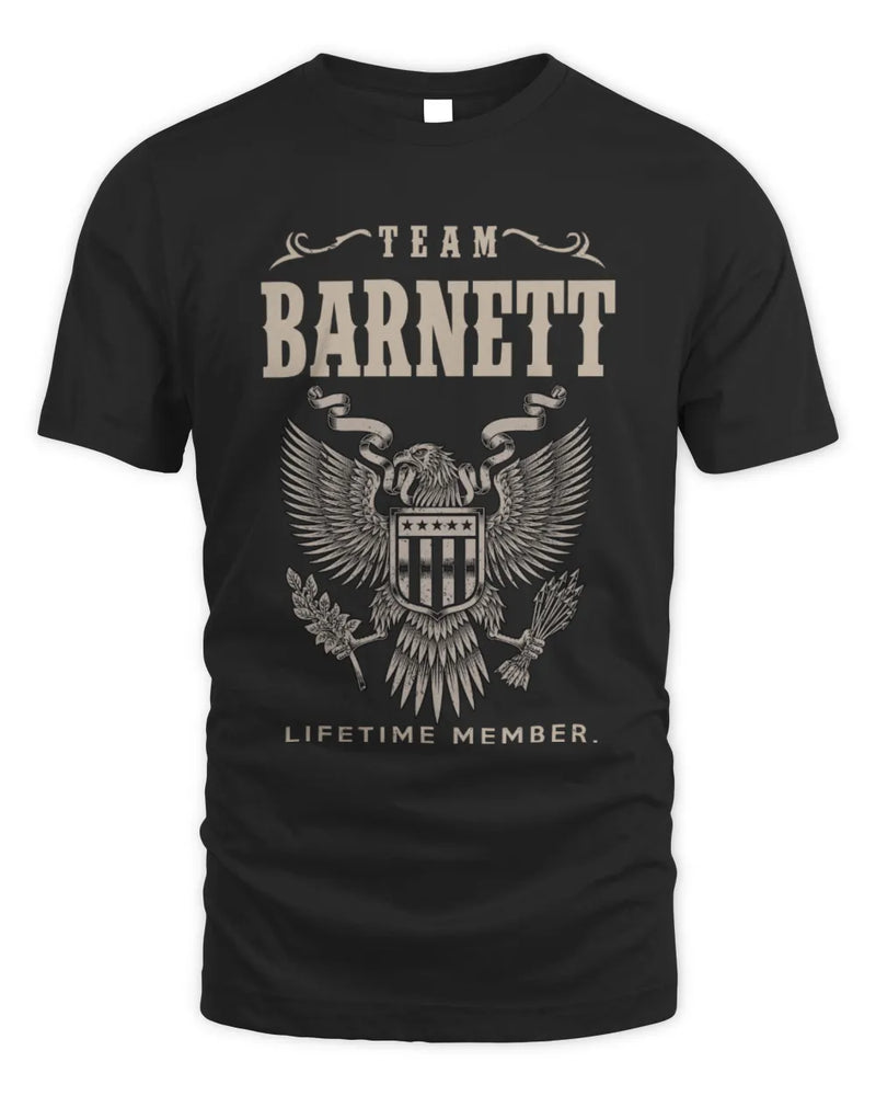 BARNETT TP06-K82 – Personalized Classic Style Apparel “Team NAME Lifetime Member” - Unisex Standard T-Shirt - Black