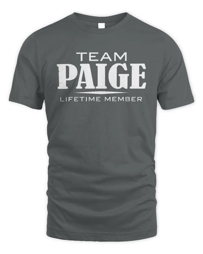PAIGE BL62-K4-128 - Personalized “Team NAME Lifetime Member” - Unisex Standard T-Shirt - Charcoal
