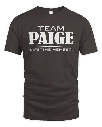 PAIGE BL62-K4-128 - Personalized “Team NAME Lifetime Member” - Unisex Standard T-Shirt - Dark Chocolate