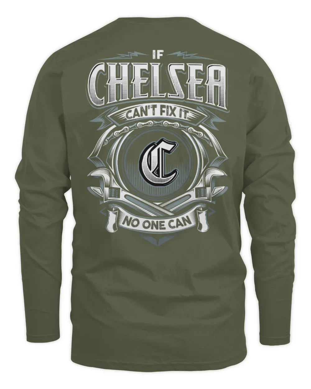 CHELSEA AP81-K4-626 - Personalized Ahmed Quote Apparel “If Ahmed Can't Fix It, No One Can” - Men's Long Sleeved T-Shirt - Military Green