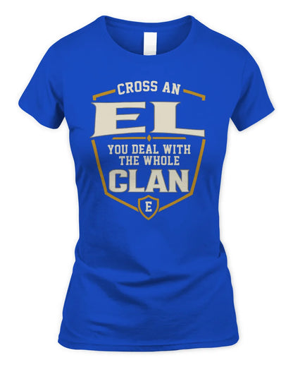 EL NT1-K008 Cross A/An NAME, You Deal With the Whole Clan | Personalized Vintage T-Shirt - Women's Standard T-Shirt - Royal