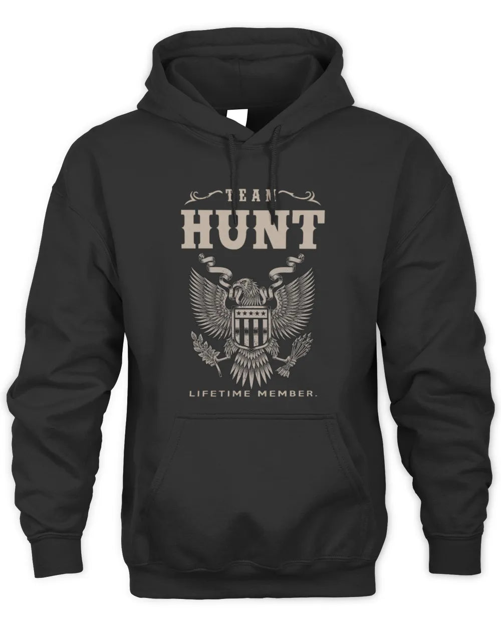 HUNT TP06-K82 – Personalized Classic Style Apparel “Team NAME Lifetime Member” - Unisex Hoodie - Black