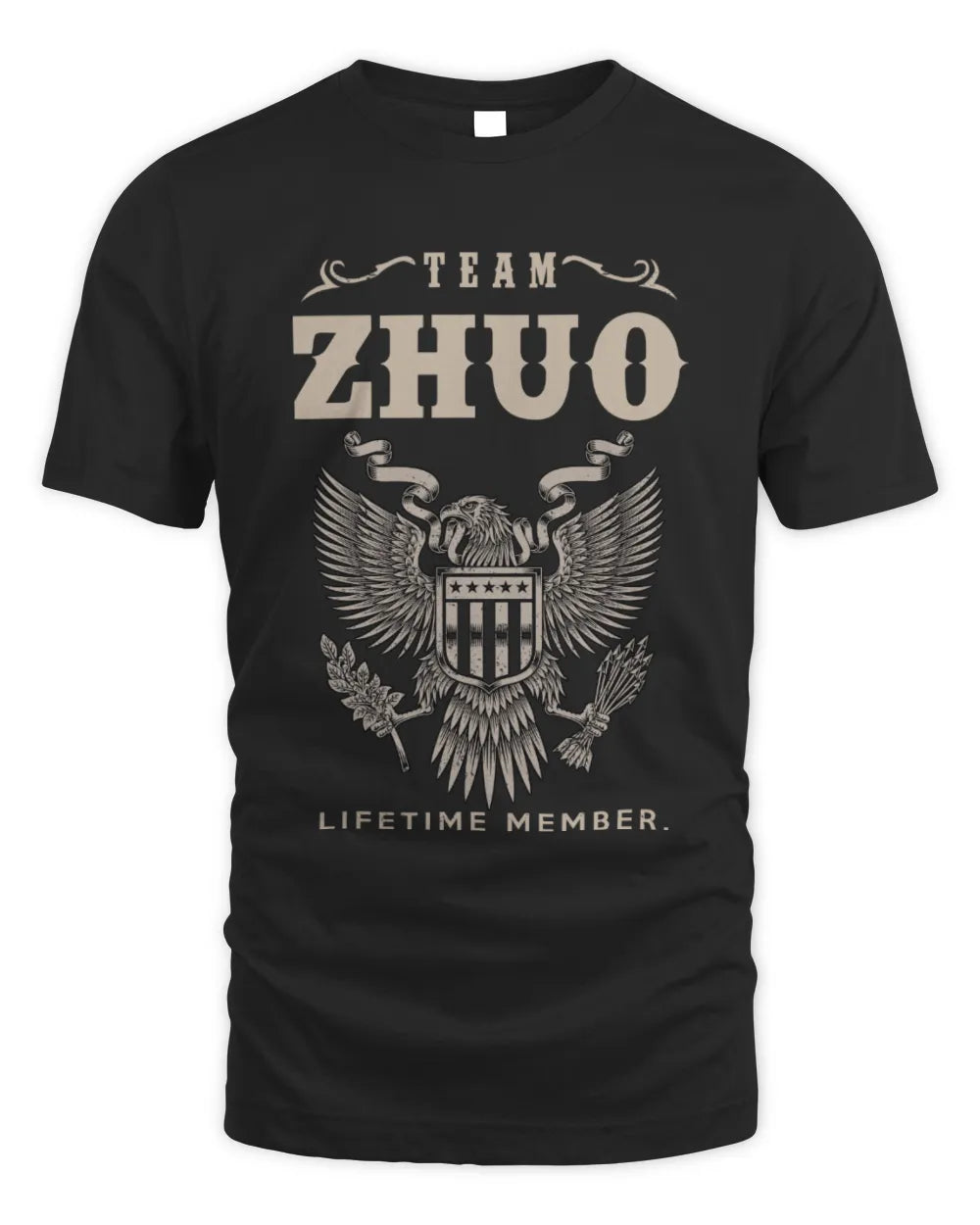 ZHUO TP06-K82 – Personalized Classic Style Apparel “Team NAME Lifetime Member” - Unisex Standard T-Shirt - Black