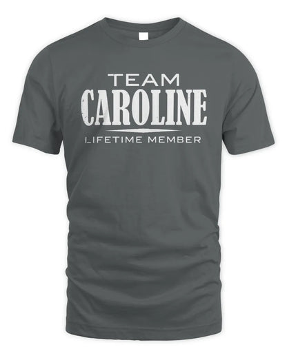 CAROLINE BL62-K4-128 - Personalized “Team NAME Lifetime Member” - Unisex Standard T-Shirt - Charcoal