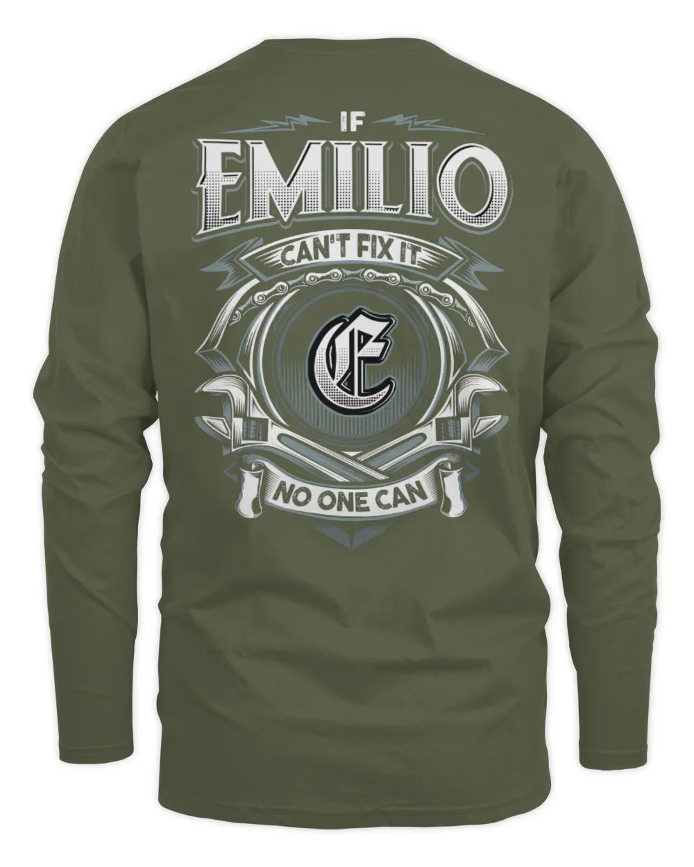 EMILIO AP81-K4-626 - Personalized Ahmed Quote Apparel “If Ahmed Can't Fix It, No One Can” - Men's Long Sleeved T-Shirt - Military Green
