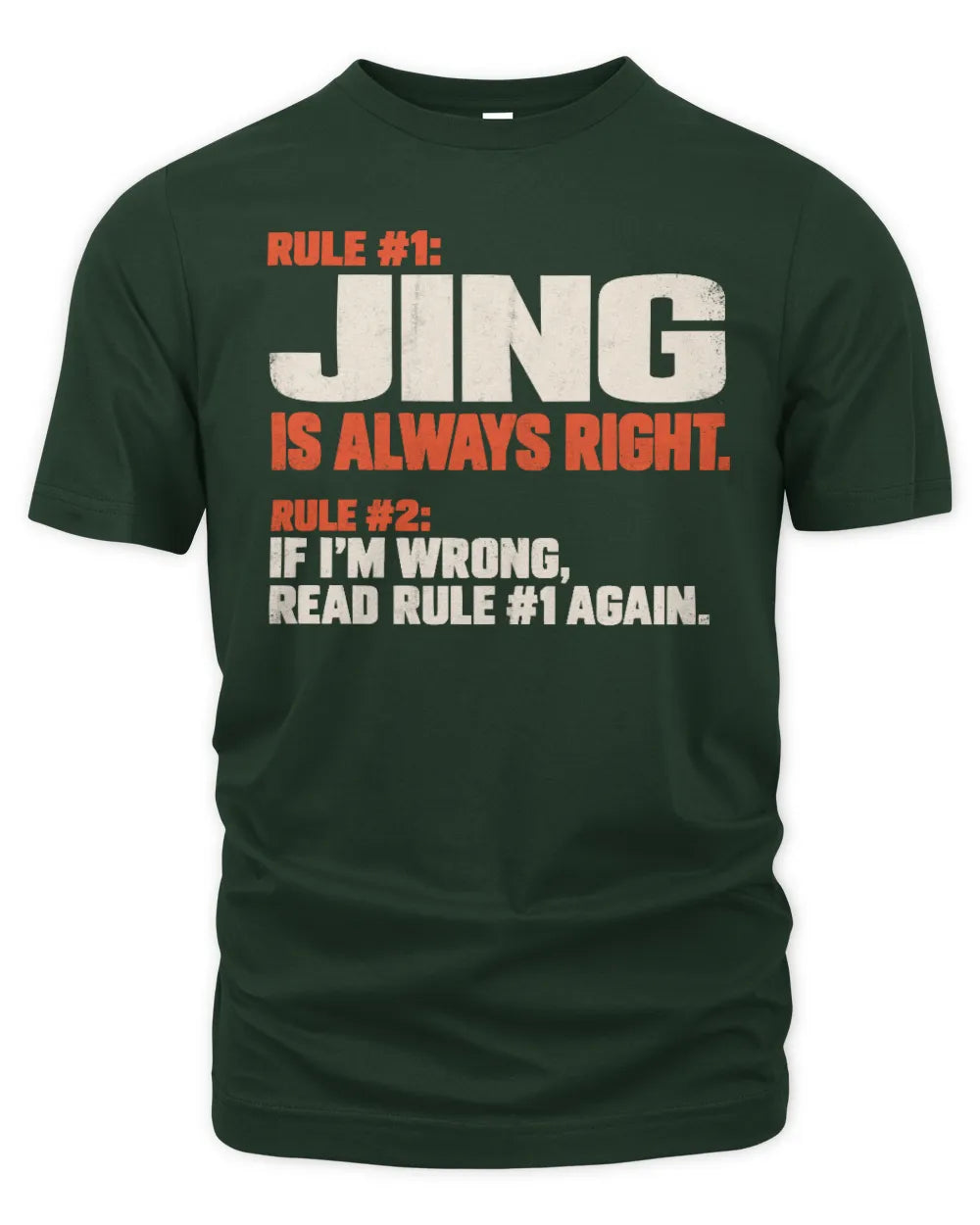 JING NP1-H006 - Always Right Personalized Name T-Shirt – Funny Custom Name Shirt - Unisex Standard T-Shirt - Forest Green